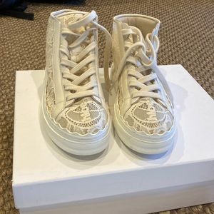 Chloe lace high top sneakers in cream